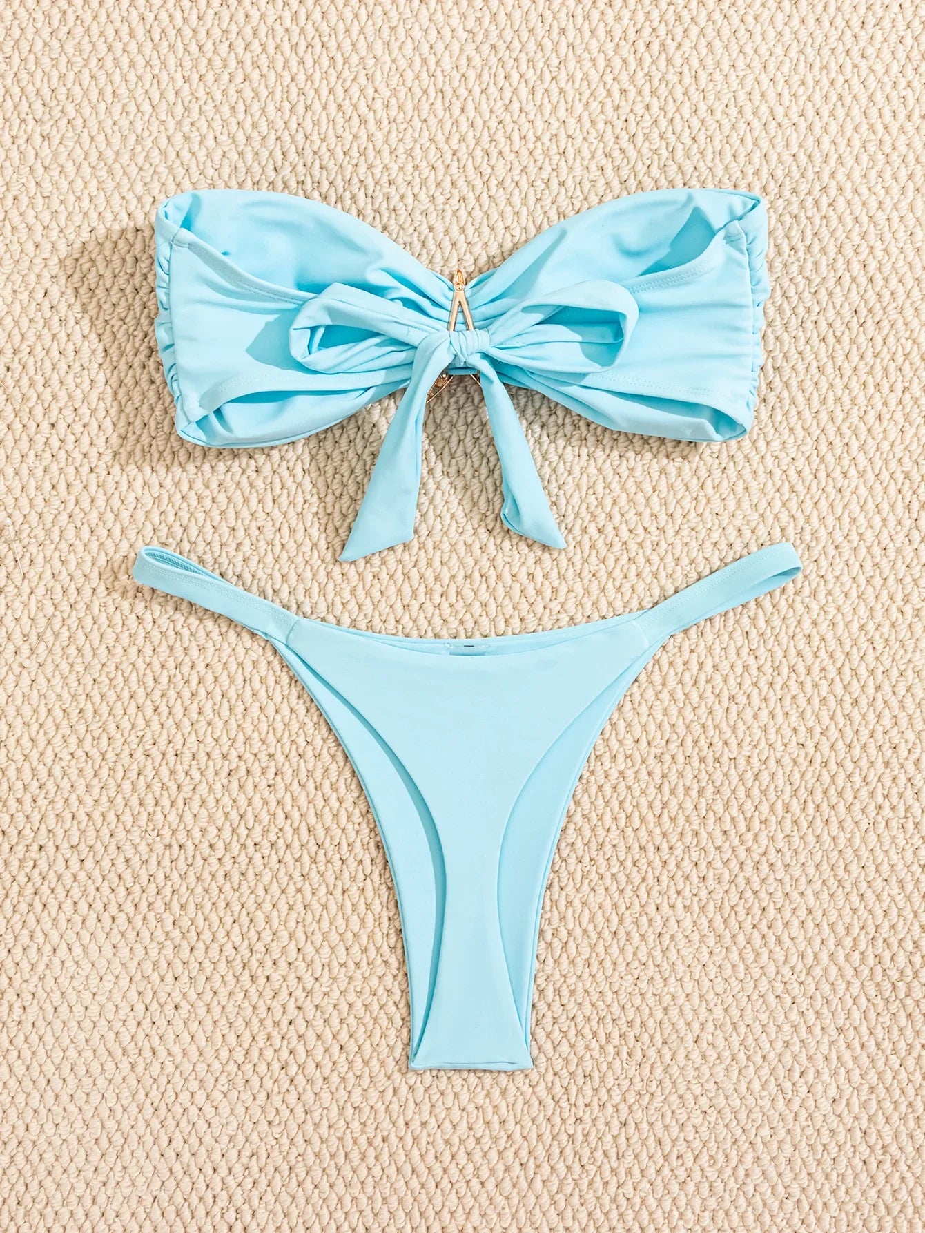 Sexy Bandeau Bikini Set 2026 Women Coffee Starfish Ornament Push Up Thong Swimsuit Brazilian Beach Bathing Suit Micro Swimwear