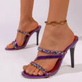 2026  Rhinestore Super High Heel Slippers Women Spring Sexy Party Narrow Band Gold Sandals Woman's Summer Sandals