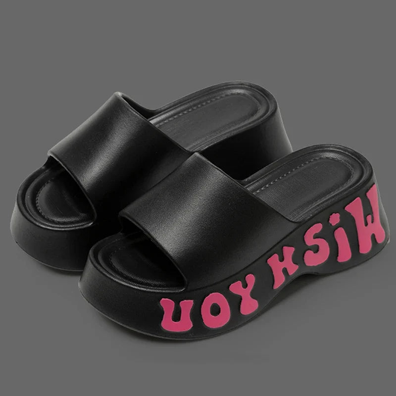 Thick Bottom Cloud Slippers Women Summer Fashion Print Wedge Platform Slides Woman Sandals 2025 Non-Slip Soft Sole Beach Shoes