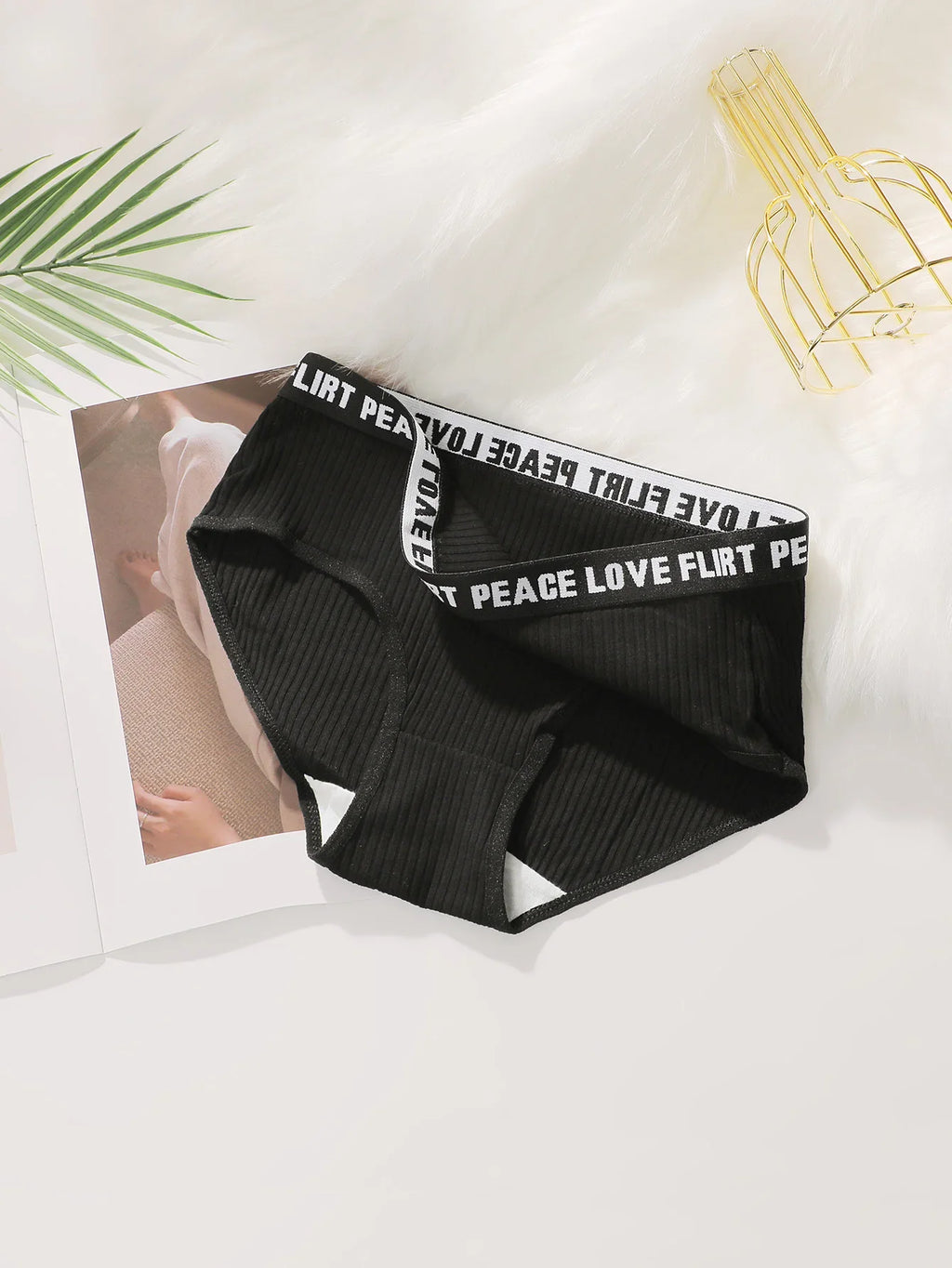 Women's High Waist Panties  Letter Elastic Waistband Soft Ribbed Fabric Comfortable Briefs for Daily Wear women bra K2809