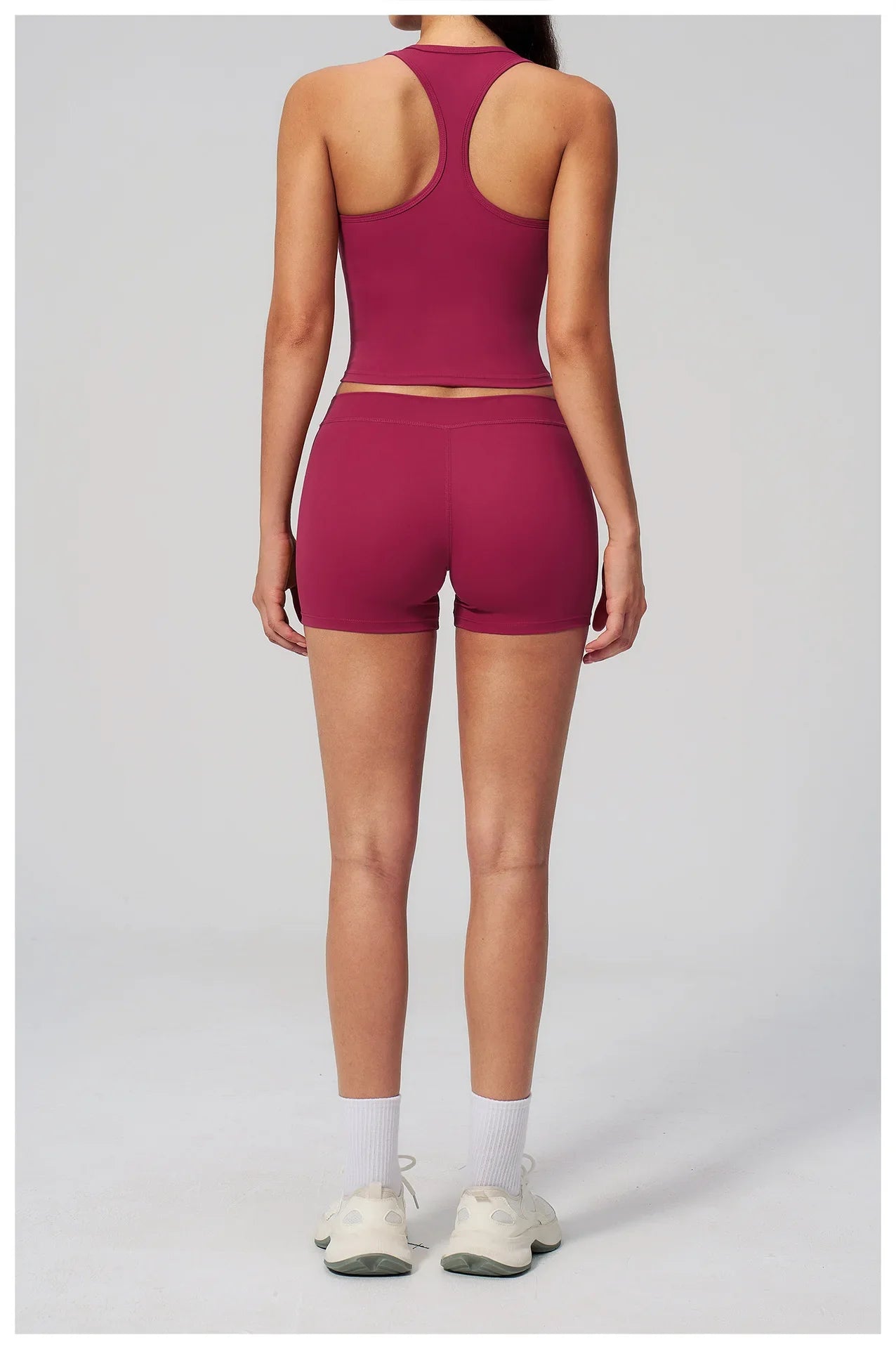 Gym Women Yoga Sets Women Brushed Square Neck Slim Sports Tank Top Fitness Suit Outwear Running High Waist Shorts Tracksuit