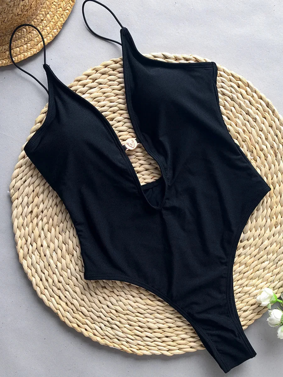 Tie Dye Deep V Neck Hollow Out One Piece Swimsuit Women Swimwear Female Backless Monokini High Cut Bather Bathing Suit Swim Lady
