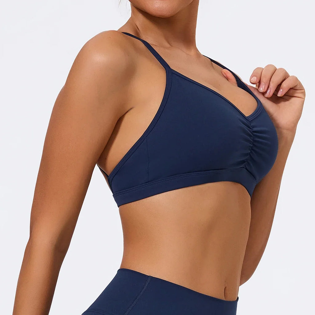 Hearuisavy Summer Scrunch Sports Bra Gym Top Women Running Back Cross Top Sportswear Yoga Underwear Fitness Workout Yoga Clothes