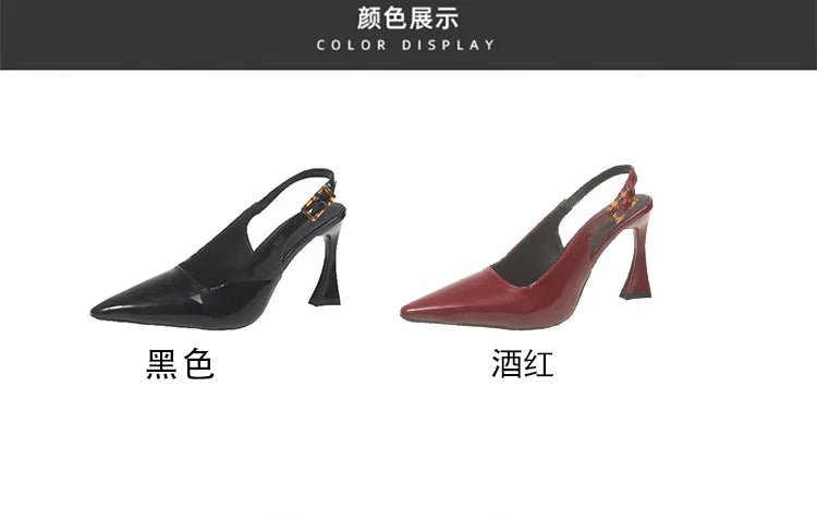 2026 Pointed Sandalias De Mujer Shallow Comfortable Patent Leather Fashion Shoes Woman French Sexy High Heels Designer Footwear