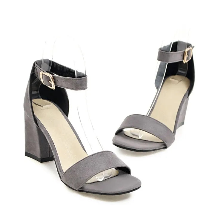 Women Sandals New Summer Fashion Sandals Medium High Heels Outdoor Elegant Wedding Shoes Bridal Plus Size Buckle Strap Sandals