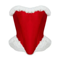 Women’s Sexy Christmas Lingerie, Santa Girl Bodysuit with Fringe Trim, Push-up Shapewear for Full Bust & Side Smoothing