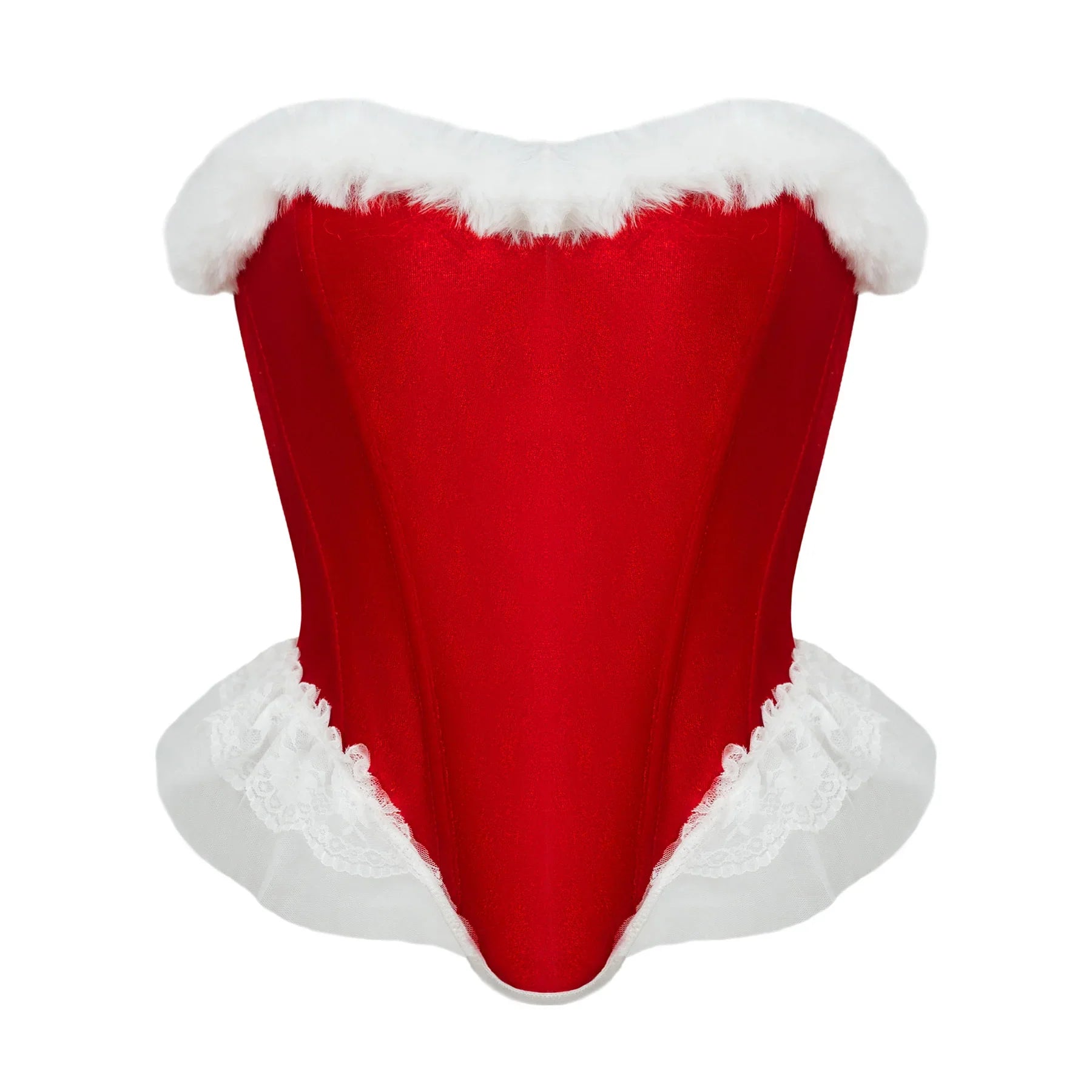 Women’s Sexy Christmas Lingerie, Santa Girl Bodysuit with Fringe Trim, Push-up Shapewear for Full Bust & Side Smoothing