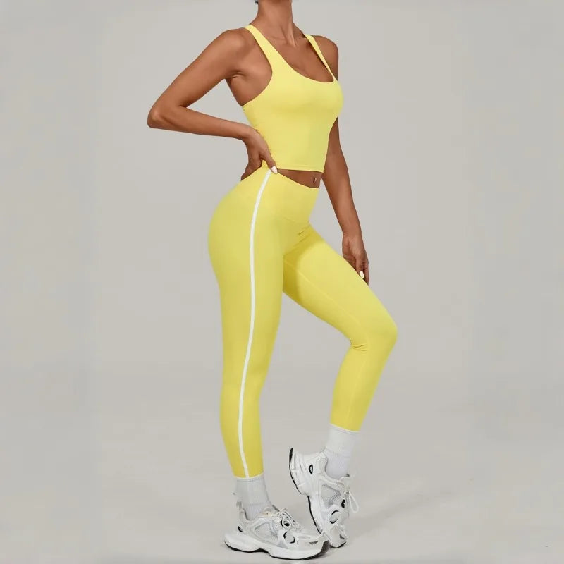 Women's Seamless Yoga Sets Sports Fitness Beauty Back Vest Hip-lifting Pants Slim-fit Suits Running Workout Gym Training Sets