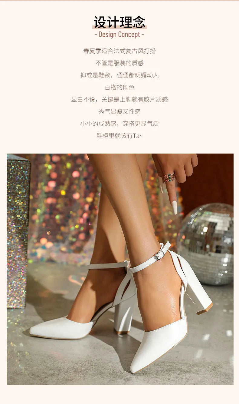 Women's Fashion New Shoes White Soft Leather High Heels Cute Bow Elegant Sexy Wedding Banquet Party Toe Hollow Pointed Shoes