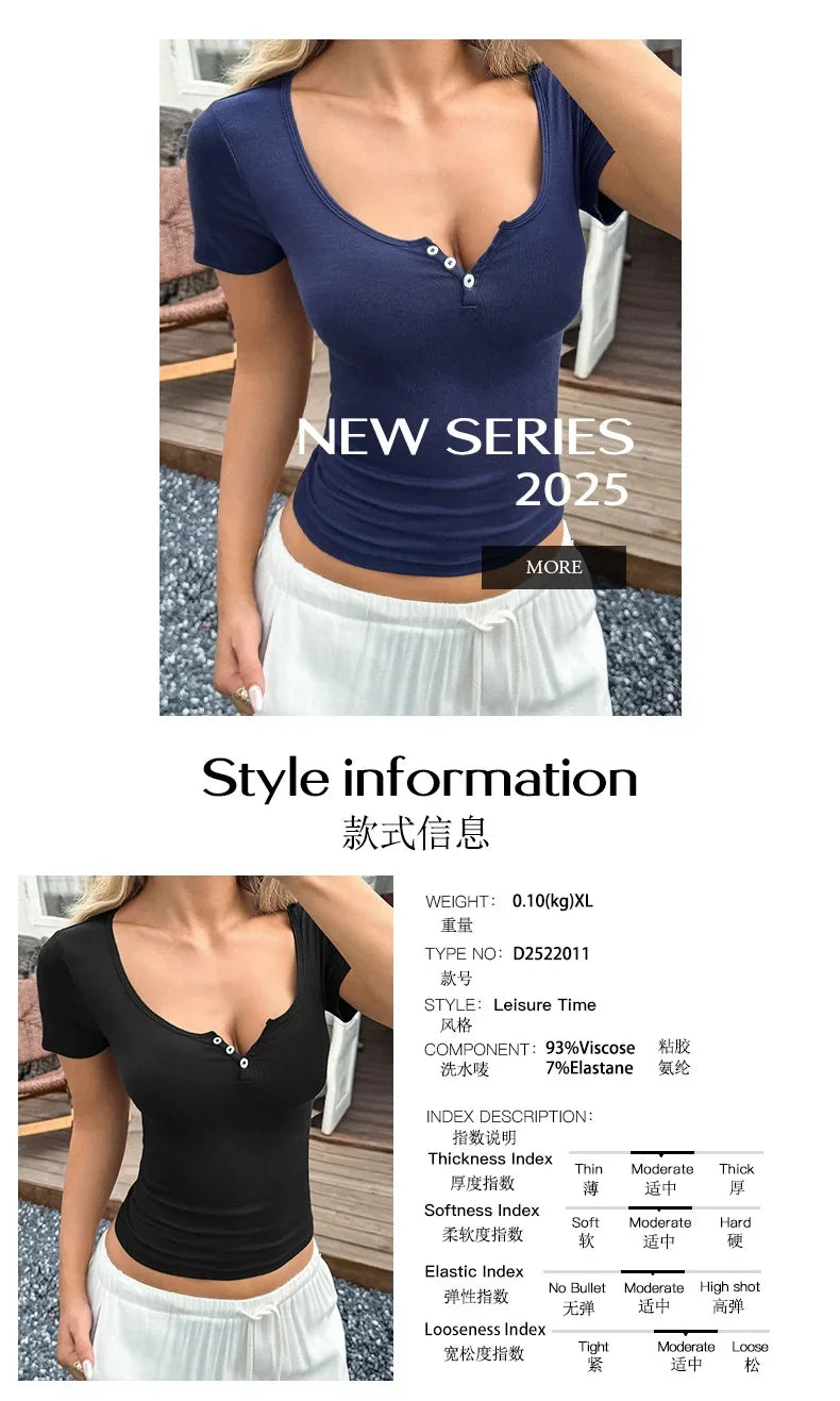 2026 Women's New Y2K Hot Girls Sexy Vest Short Sleeve T-Shirt Tops