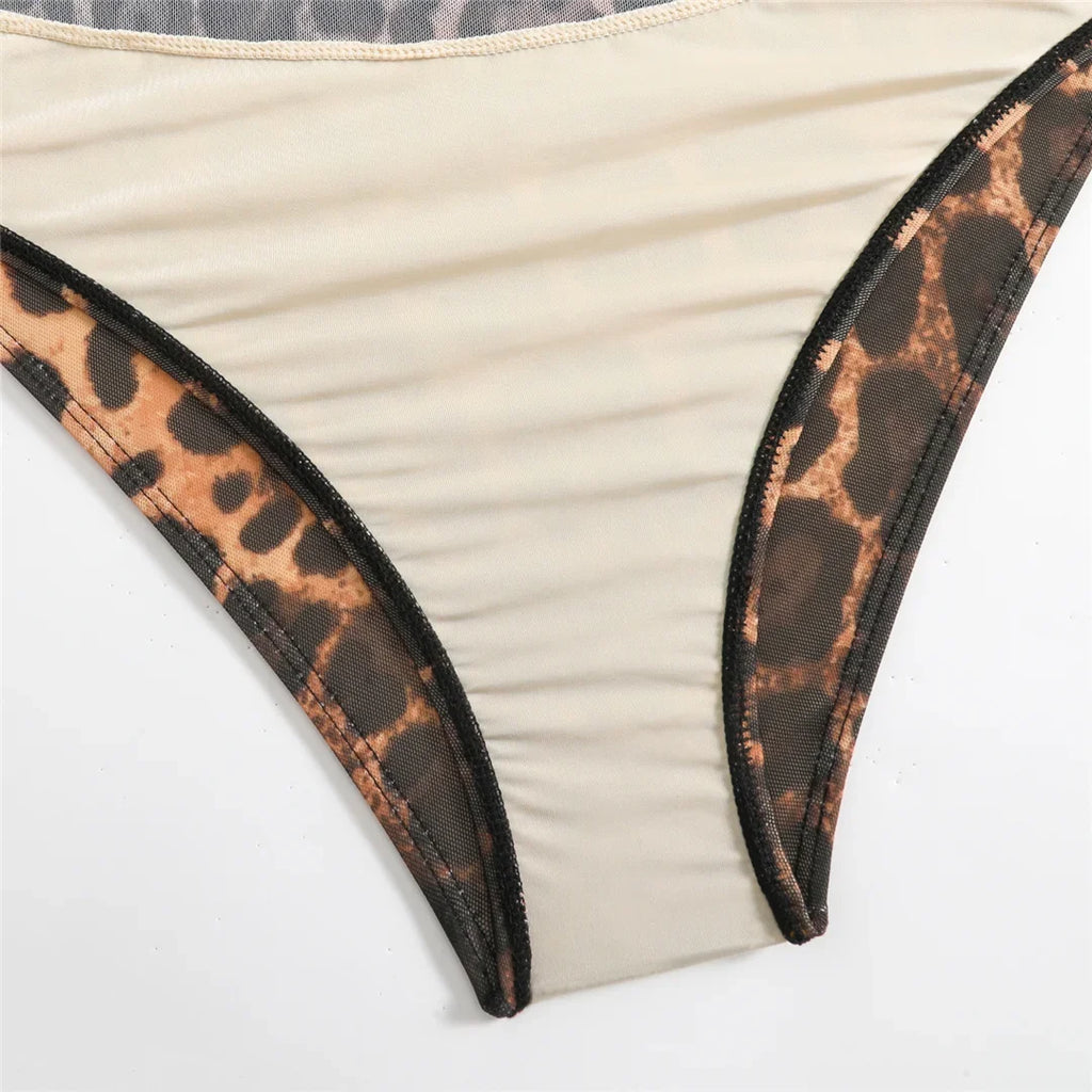S - XXL With Cover Up Long Sleeve Leopard Printed Women Swimwear One Piece Swimsuit Female Padded Bather Bathing Suit Swim V7353