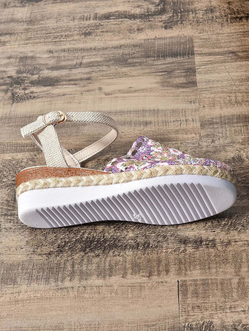 Hollow Fabric Roman Shoes Summer Travel Round Head Wedge Toe Fashion Sandals Comfortable Thick-sole Women's Shoes 2026