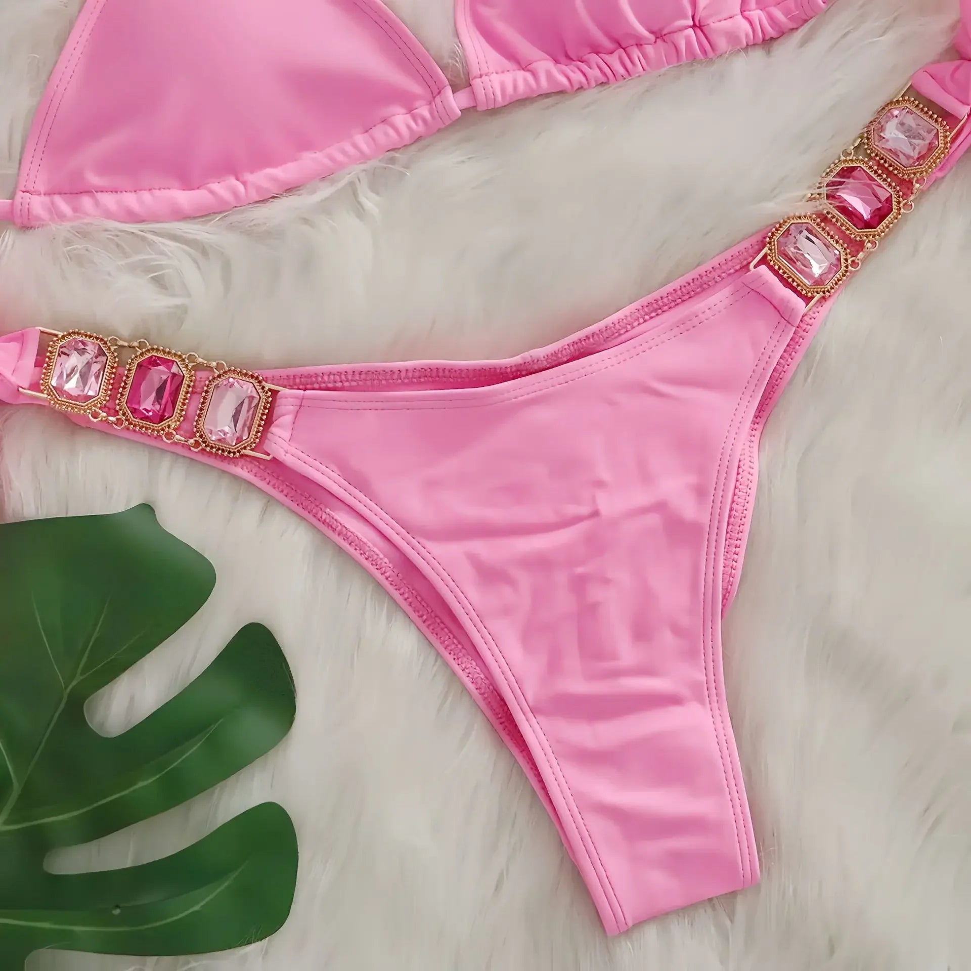 Halter Scrunch Butt Rhintstone Diamond Bikini Women Swimsuit Female Swimwear Two Pieces Bikini Set Brazilian Bathing Suit Swim