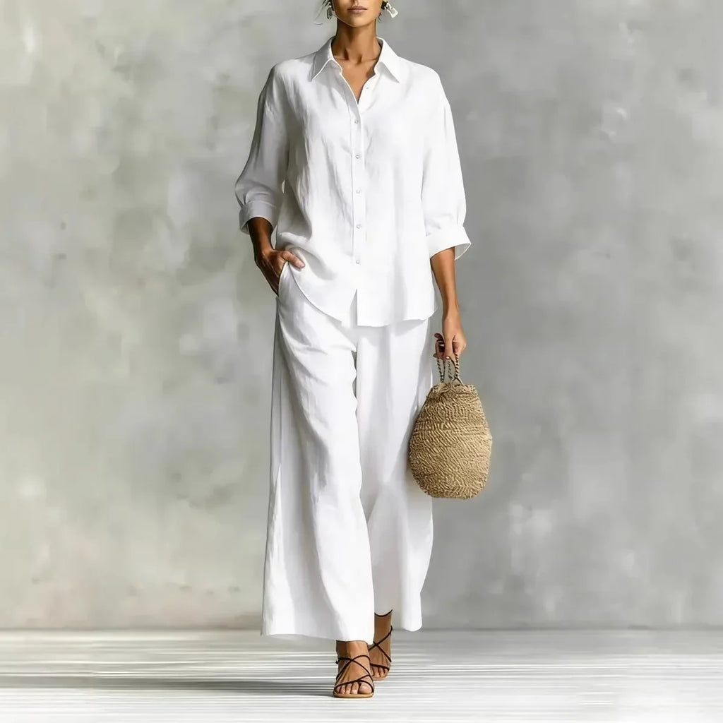 2026 spring and summer women's suit cotton and linen wide-leg pants suit