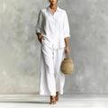 2026 spring and summer women's suit cotton and linen wide-leg pants suit