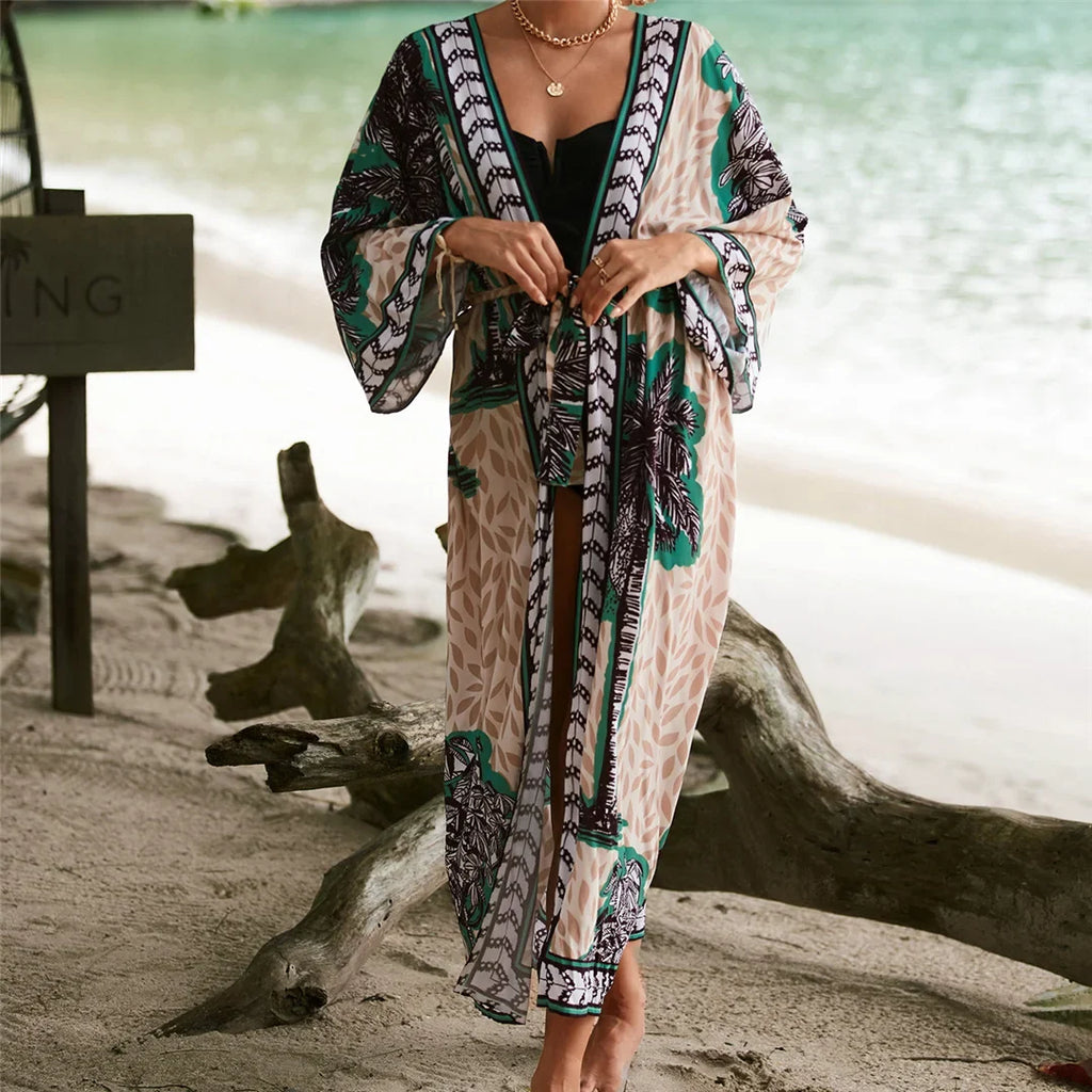 13 Colors Printed With Belt Crochet Knitted Tunic Beach Cover Up Cover-ups Beach Dress Beach Wear Beachwear Female Women K7201