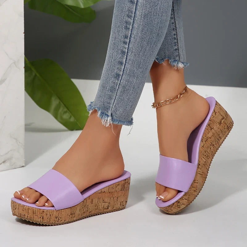 Fashion White Wedges Sandals Women Plus Size 43 Chunky Platform Slippers Woman Lightweight Peep Toe High Heel Sandals Female