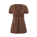 Summer Women´s Y2k T-shirt Short Sleeve V Neck Ruched Babydoll Tops Casual Loose Shirts Retro Clothes