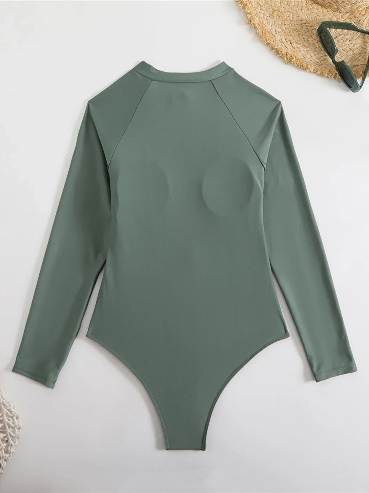 Sexy High Cut Printed Long Sleeve Zipper Surf Rash Guard One Piece Swimsuit Women Swimwear Female Bather Bathing Suit Swim V6285