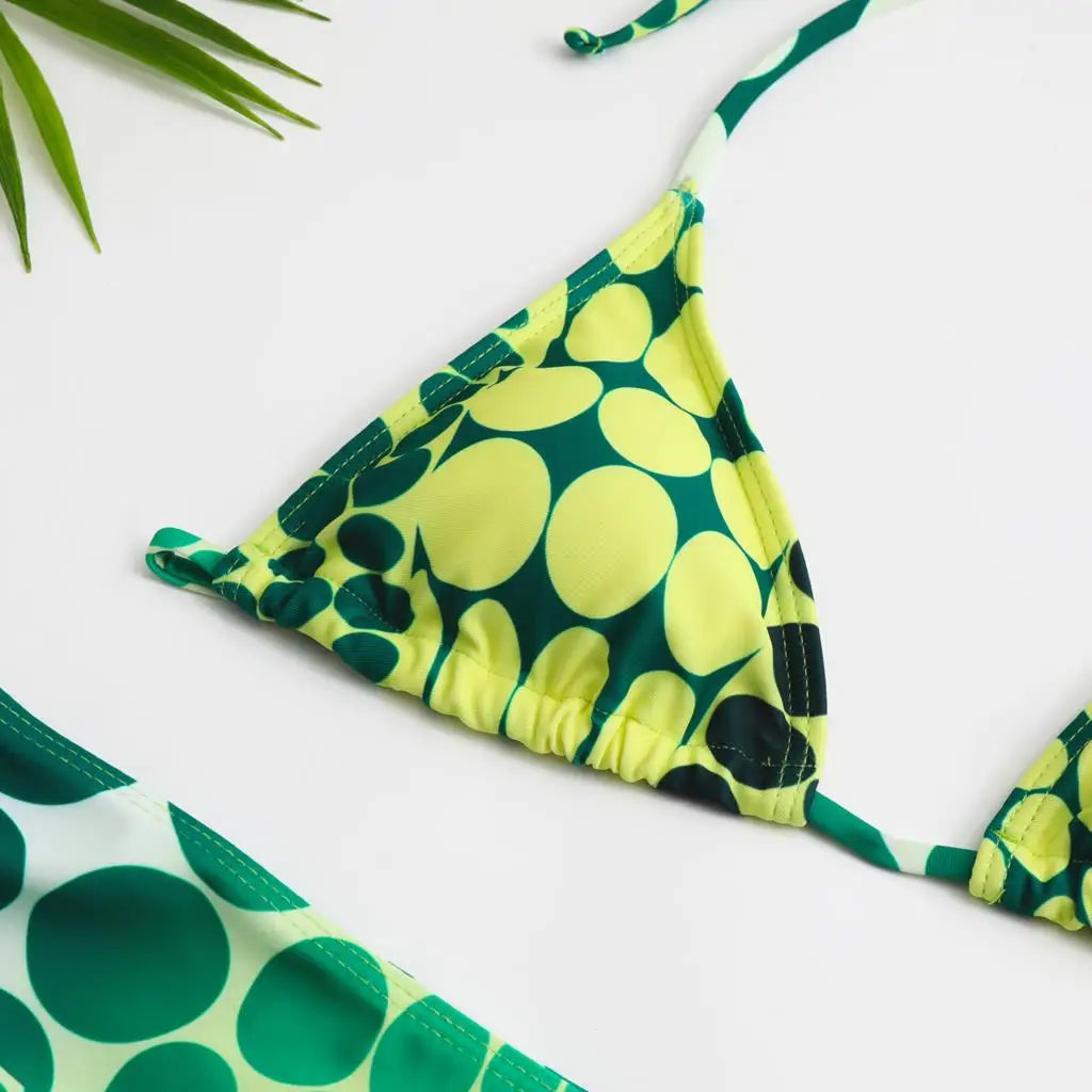 4 Pieces Random Dot Print Tie Side Halter Bikinis Swimsuit & Beach Skirt Sexy Swimwear Women 2026 Bathing Swimming Suit Female