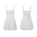 2026 Summer Women's Floral Eyelet White Cami Dress Sleeveless Square Neck A-line Dress Beach Bohemian Retro Sundress