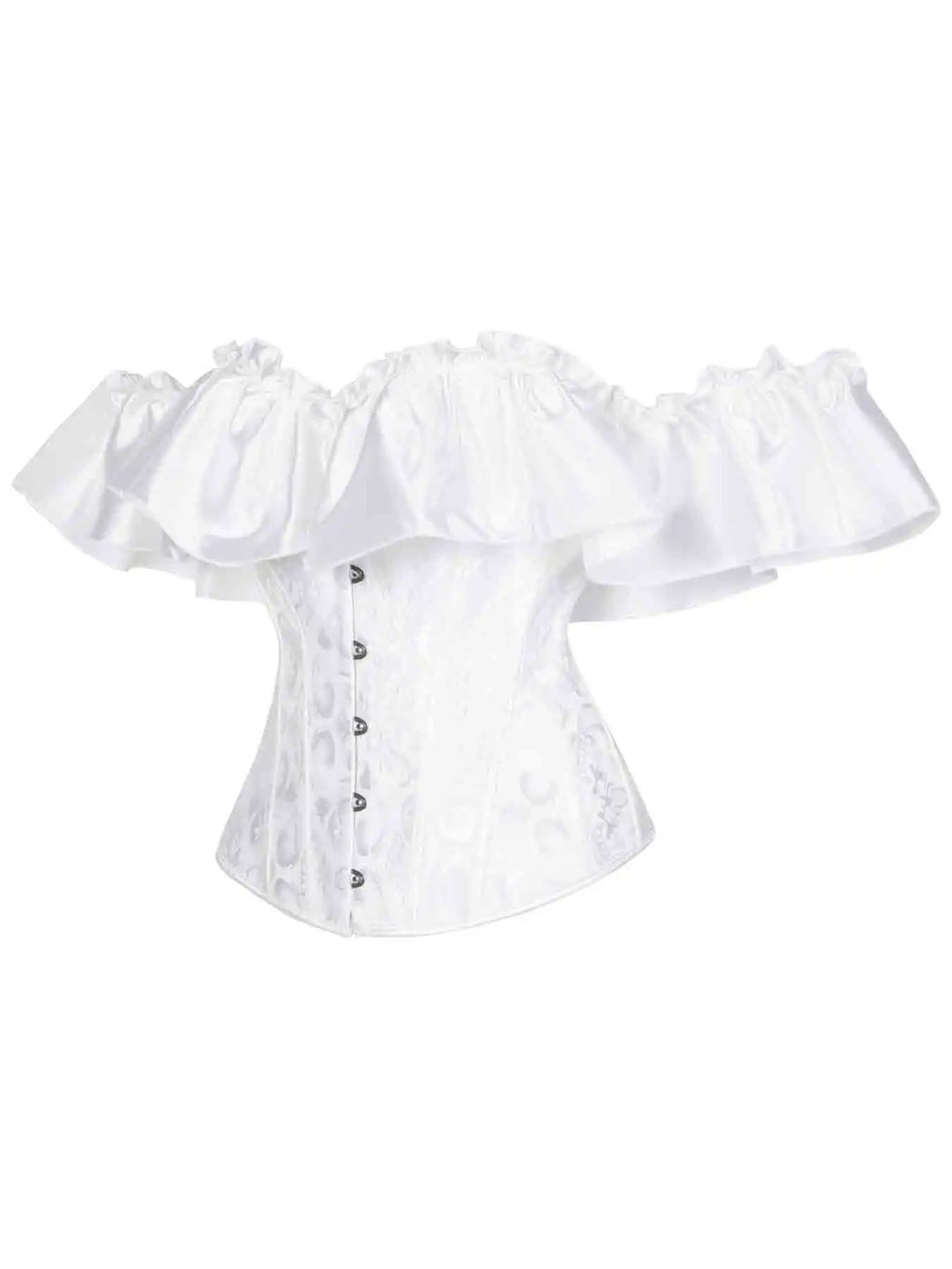 Chest corset with satin ruffled sleeves and waist-tightening palace corset at the back of the shoulder.