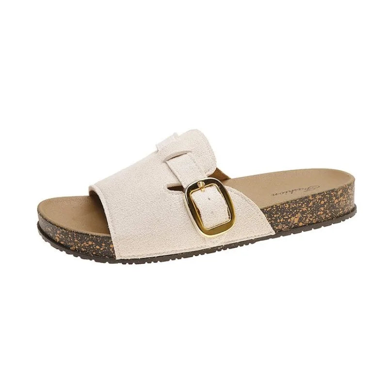 Women Lightweight Slippers New Open Toe Soft Cork Indoor Sandals Outdoor Beach Casual Shoes Platform Home Slippers Slides Women