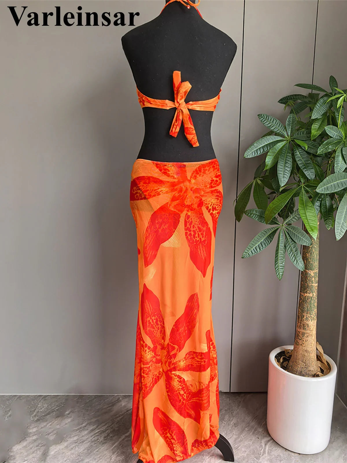 New With Skirt Metal Flower Printed Bikini Female Swimsuit Women Swimwear Three-Pieces Bikini Set Bather Bathing Suit Swim V7285