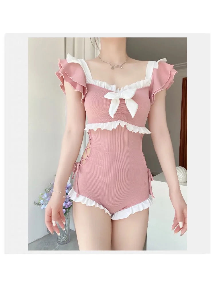Female One-piece Swimsuit, Cute Girl, Conservative Coverage, Slimming Effect, Instagram Style New Vacation Hot Spring Swimsuit