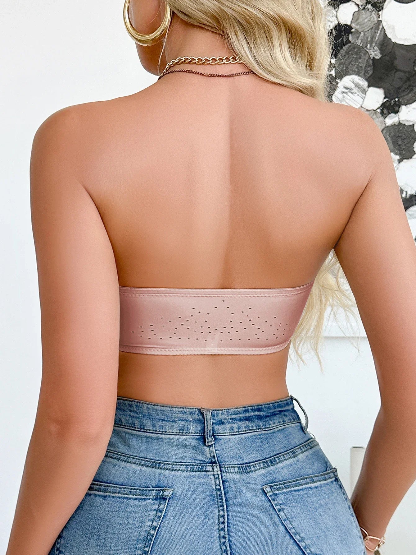 Summer Solid Color Strapless Wireless Women's Bra Bralette Front-Clasp Push up Bra Comfort Unpadded Bras
