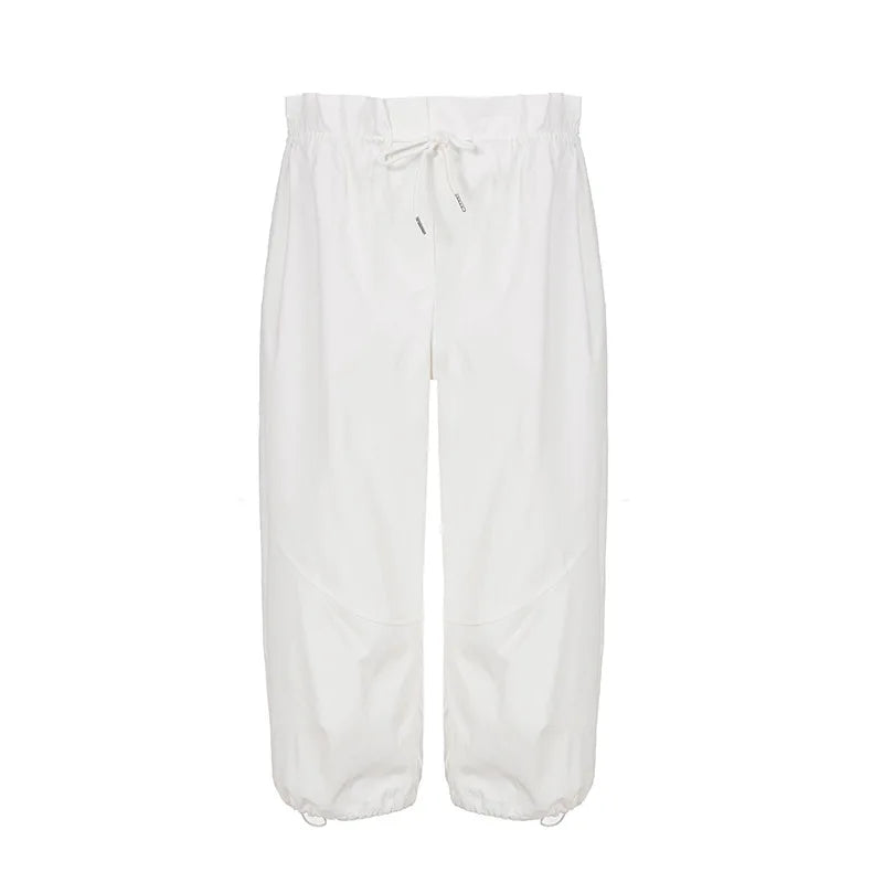 Summer women's elastic waist casual workwear low-rise mid-pants comfortable woven pants
