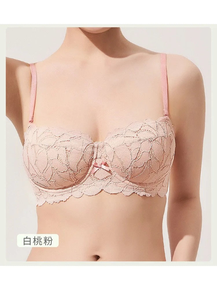 Full Bust French Lace Bralette Wireless Support for Women Plus Size Full Coverage T-Shirt Bra Anti Sagging Comfort MOYISU Sexy