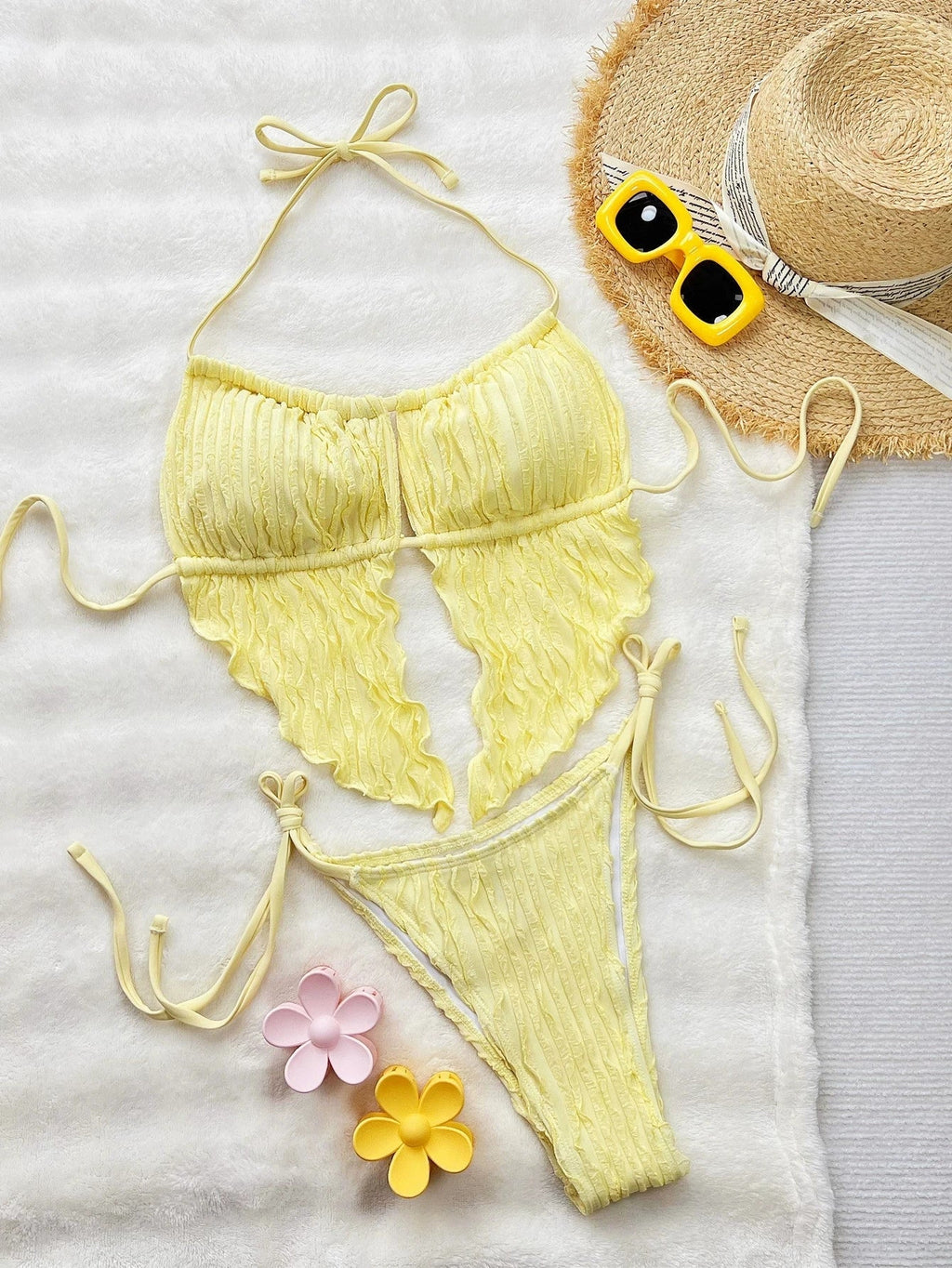 DEKA New Brazilian Yellow Bikinis Women Lace-Up Swimwear Female Swimsuit For Swimming Wear Bathing Suits Bikini Set Beachwear