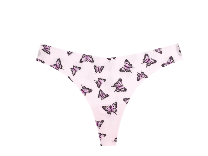 5Pcs Women Ultra-thin Seamless G-string Seamless Print Thongs Sexy Panties Ladies Soft Cute Thongs Female S-XL T-Back Panties