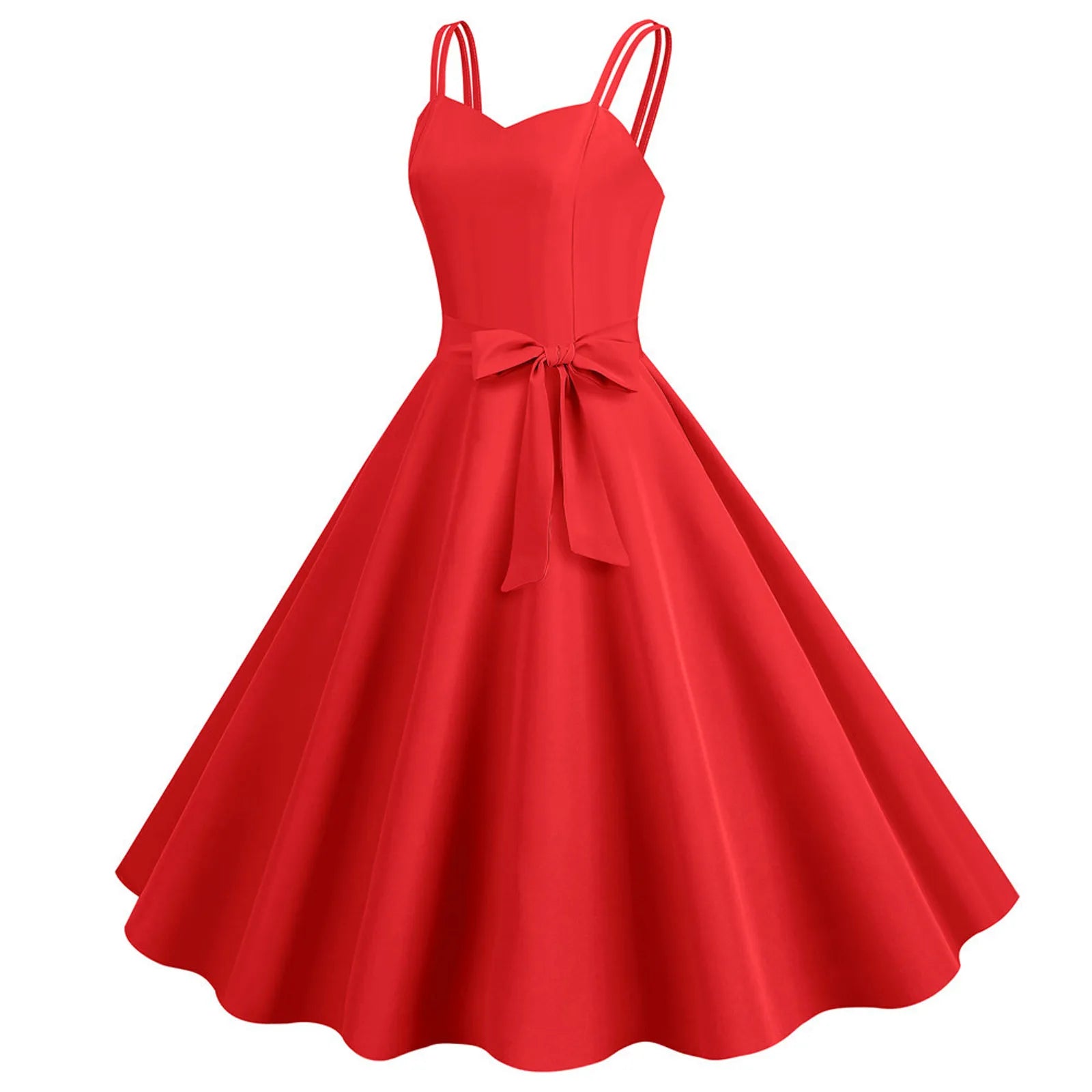 Womens Sleeveless Dress 1950s Housewife Evening Party Prom Dress Temperament Womens Dresses Female Holiday Loose Beach Dresses
