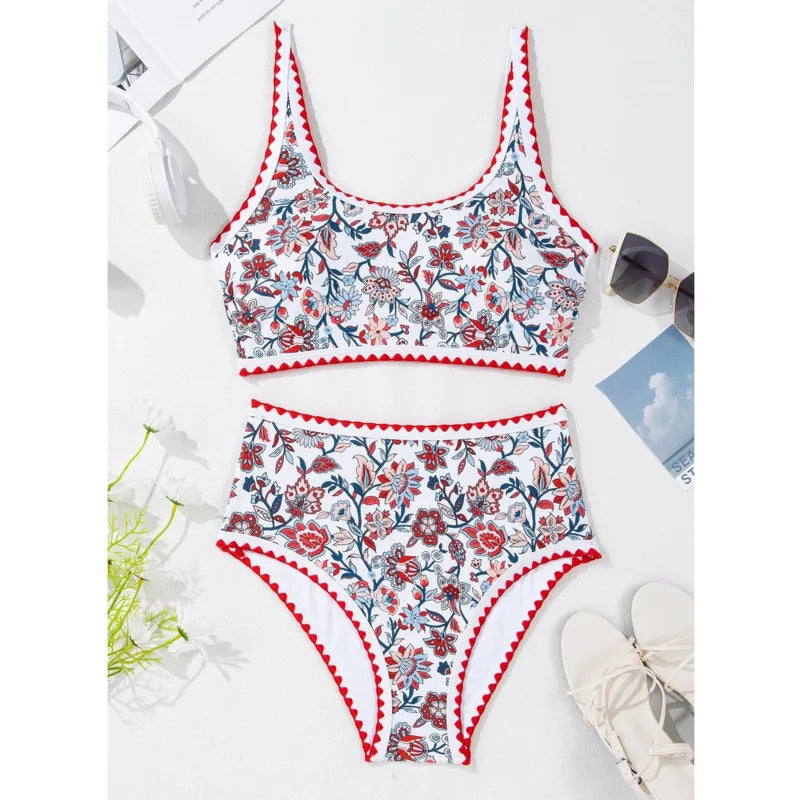 New Sexy Bikinis Print Swimsuits Women's Swimwear Push Up Female Beach Swim Wear Bathing Suits High Waist Bikini Set Pool Bather