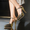 NASBAVI Women's Stilettos Platform Pointed Toe Pumps Shoes High Heels Pumps Ankle Strap Shoes Sexy Party Comfy Women Shoes