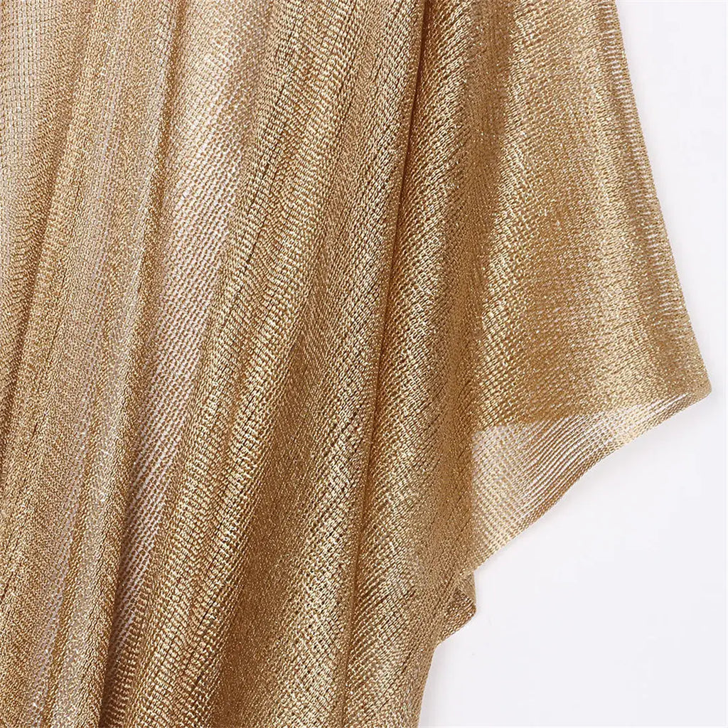 Sexy Fringe Tassel Mesh Sheer Shiny Knitted Tunic Beach Cover Up Cover-ups Beach Dress Beach Wear Beachwear Female Women V3321