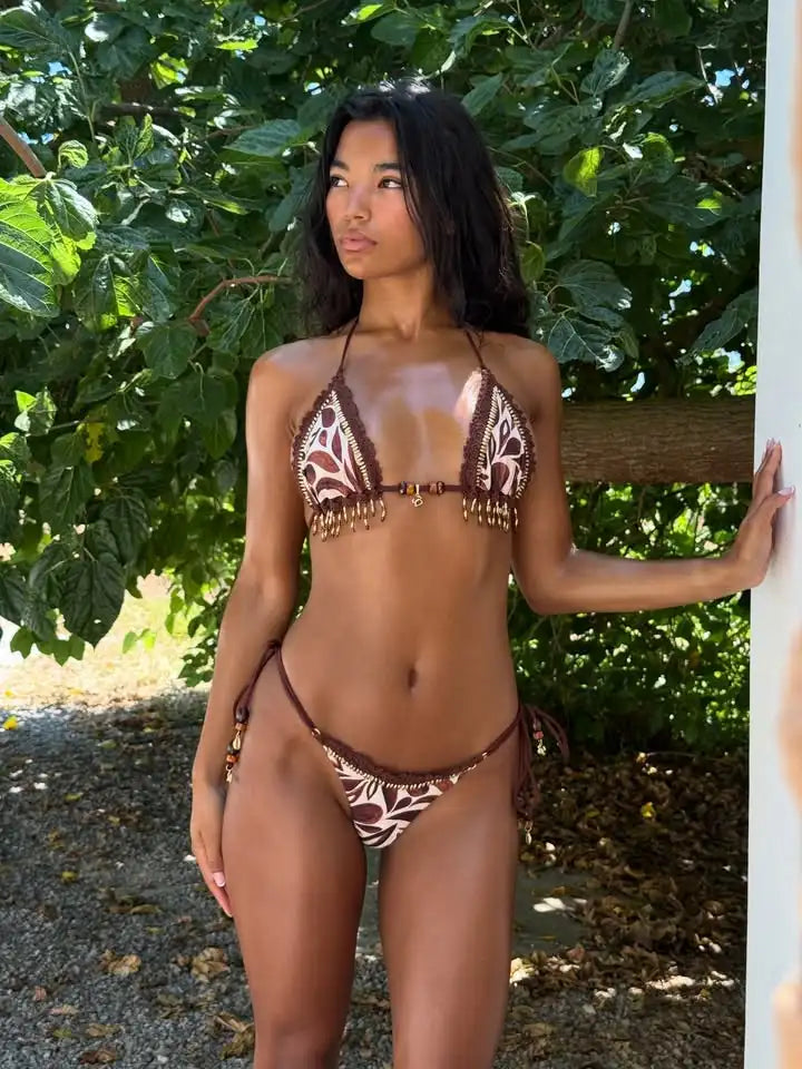 2026 Sexy Bikini Set Boho Tribal Print with Tassel Details Perfect for Pool Parties Summer Getaways Poolside Glamour