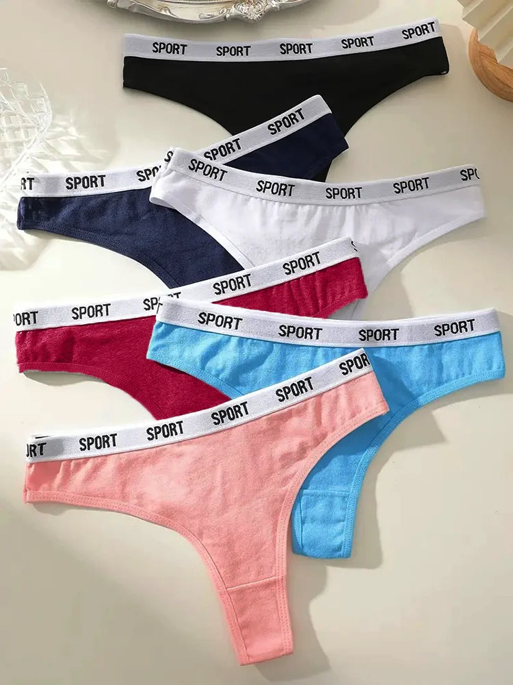 6Pcs/Set Women Thongs Cotton Panties Plus Zise Underwear Sexy G-String Low Waist Briefs Underpants Comfortable Lingerie S-XL