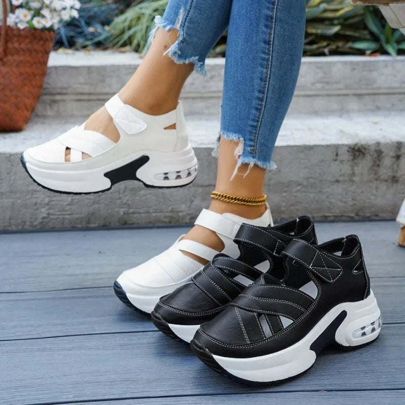 New Summer Closed Toe Women Sandals Fashion Plus Size Casual Shoes New Hollow Out Light Comfortable Platform Sandals Zapatos