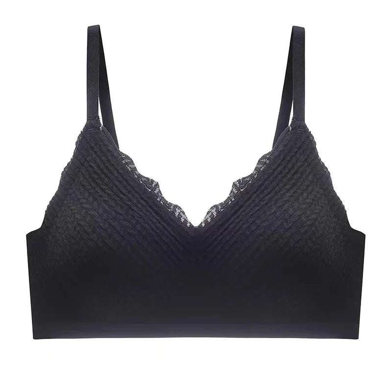 New Top Lace Seamless Women's Underwear Small Chest Gathered Non-slip No Steel Ring Sexy Sling Beautiful Back Bra Thin Section