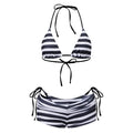 Women Striped 3 Piece Bikini Sets Halter Bra Briefs Shorts for Party Beach Summer Bathing Suit Swimwear