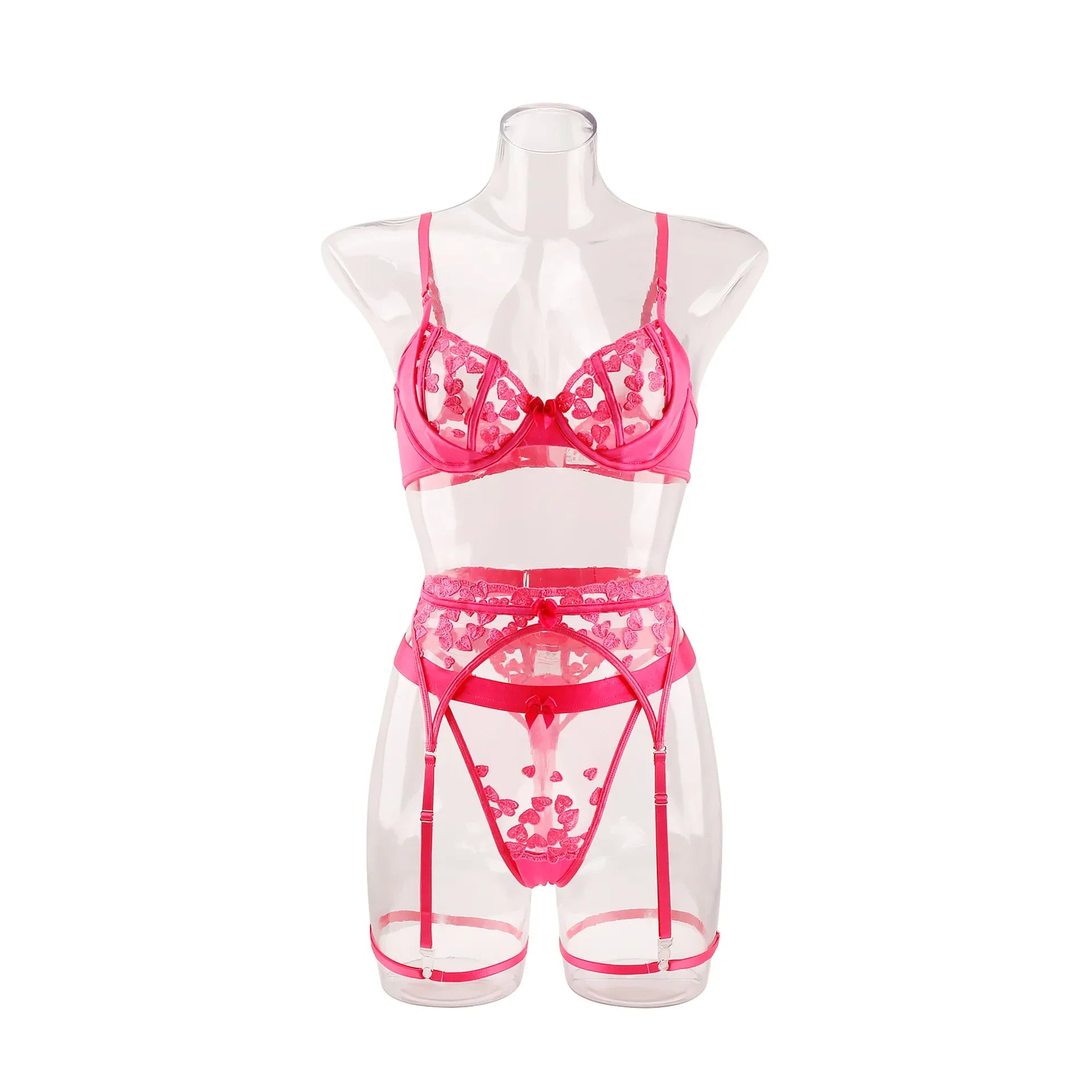 Sexy underwear French ultra-thin embroidered love mesh bra big breasts showing small sexy underwear set