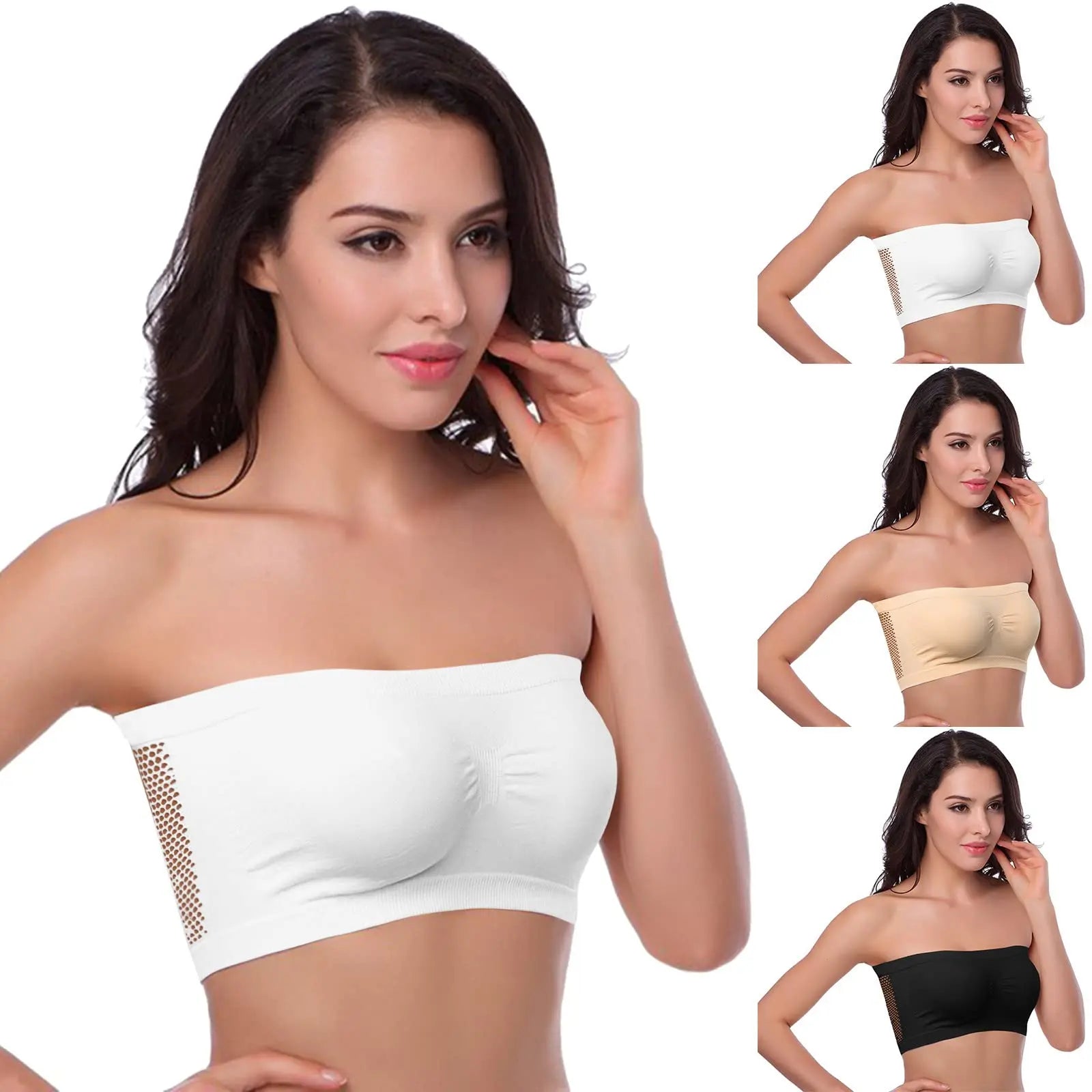 Women’s Strapless Seamless Tube Top Bra Anti-Slip Wireless Bandeau for Summer Outfit