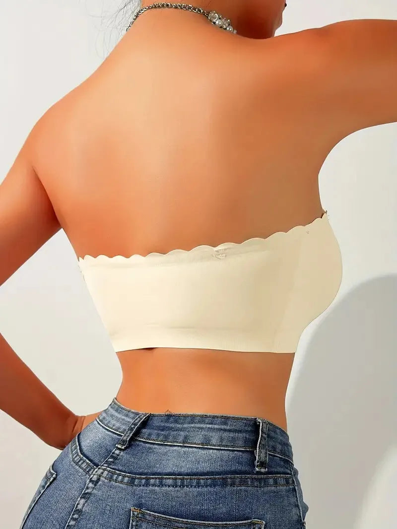 Solid Seamless Strapless Front Closure Wireless Strapless Bra, Sexy Comfy Push Up Bra, Women's Lingerie & Underwear