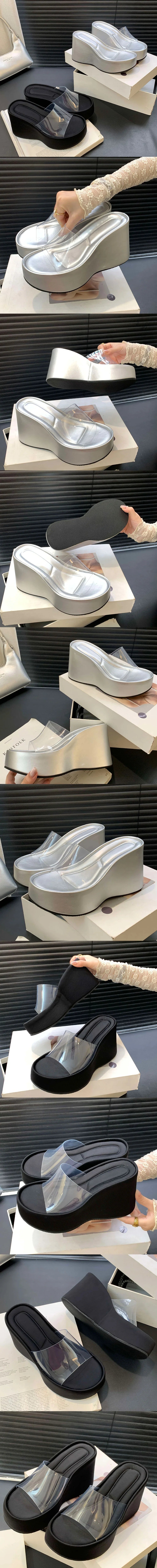 2026 Brand New Flip Flops Sandal Summer Black Platform Sandals Women Outdoor Slipper Wedges Slides 10cm High Heels Shoes Mules