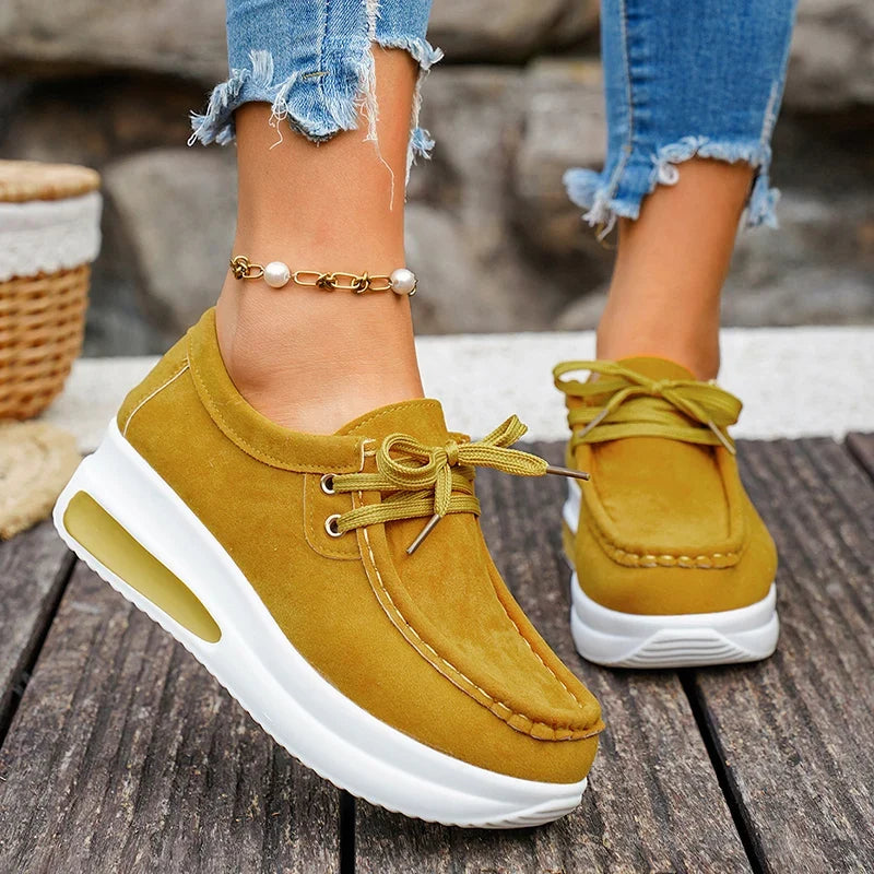 Red Chunky Platform Sneakers Women Comfortable Non Slip Thick Sole Casual Shoes Woman Plus Size 43 Lace Up Sport Shoes Female