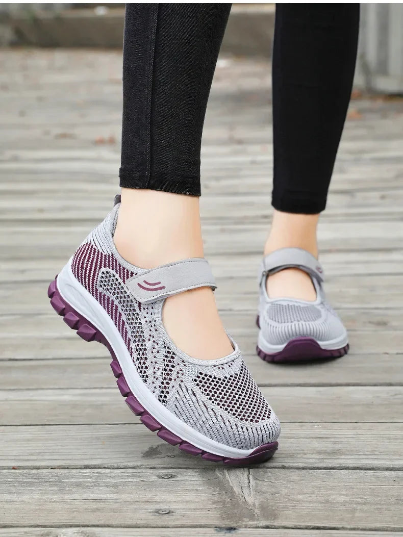 Women Shoes Breathable Vulcanized Shoes Purple Women Sneakers Fashion Breathable Mesh Casual Walking  Women Work