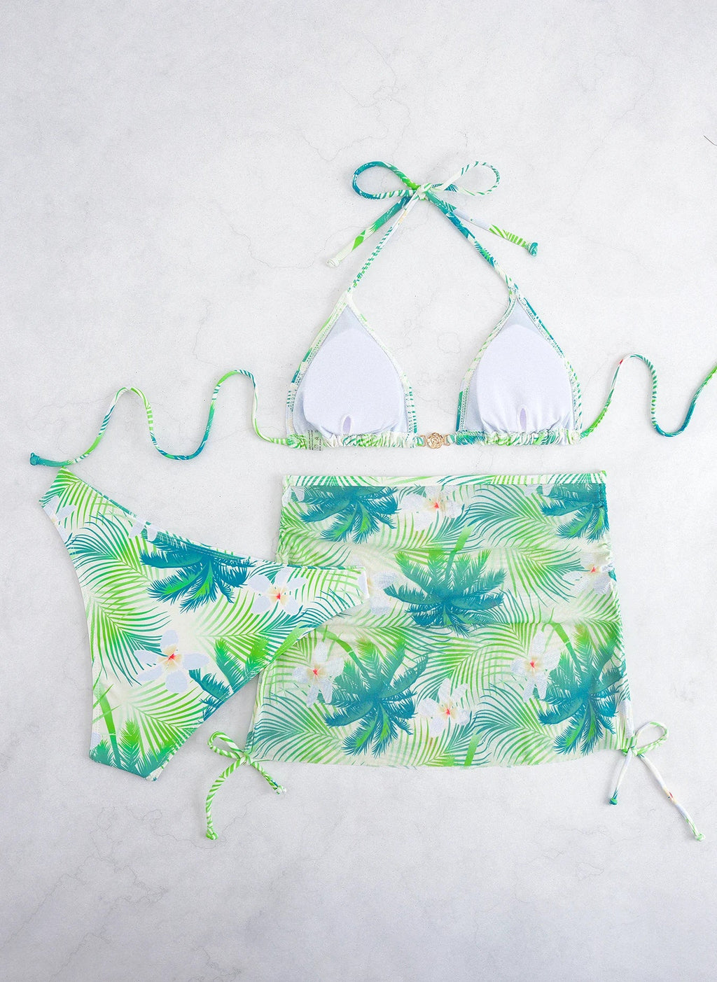 3 Pieces Halter Triangle Bikini 2026 Print Swimwear Female Sexy Swimsuit Women & Beach Skirt Bathers Bathing Swimming Swim Suit